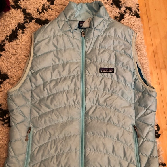 Light Blue Patagonia Puffy Down Vest - Picture 1 of 6